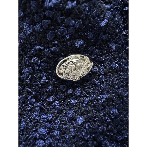 Elegant Chanel Navy Blue Tweed Mid-Length Coat - Size 50 - Picture 3 of 8